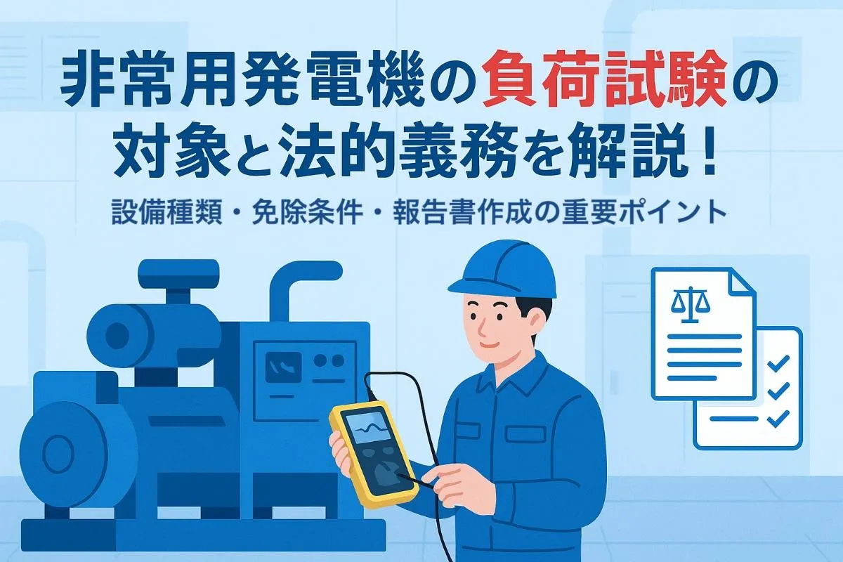 非常用発電機の負荷試験の対象と法の義務を解説｜設備の種類や補償条件・報告書作成のポイント