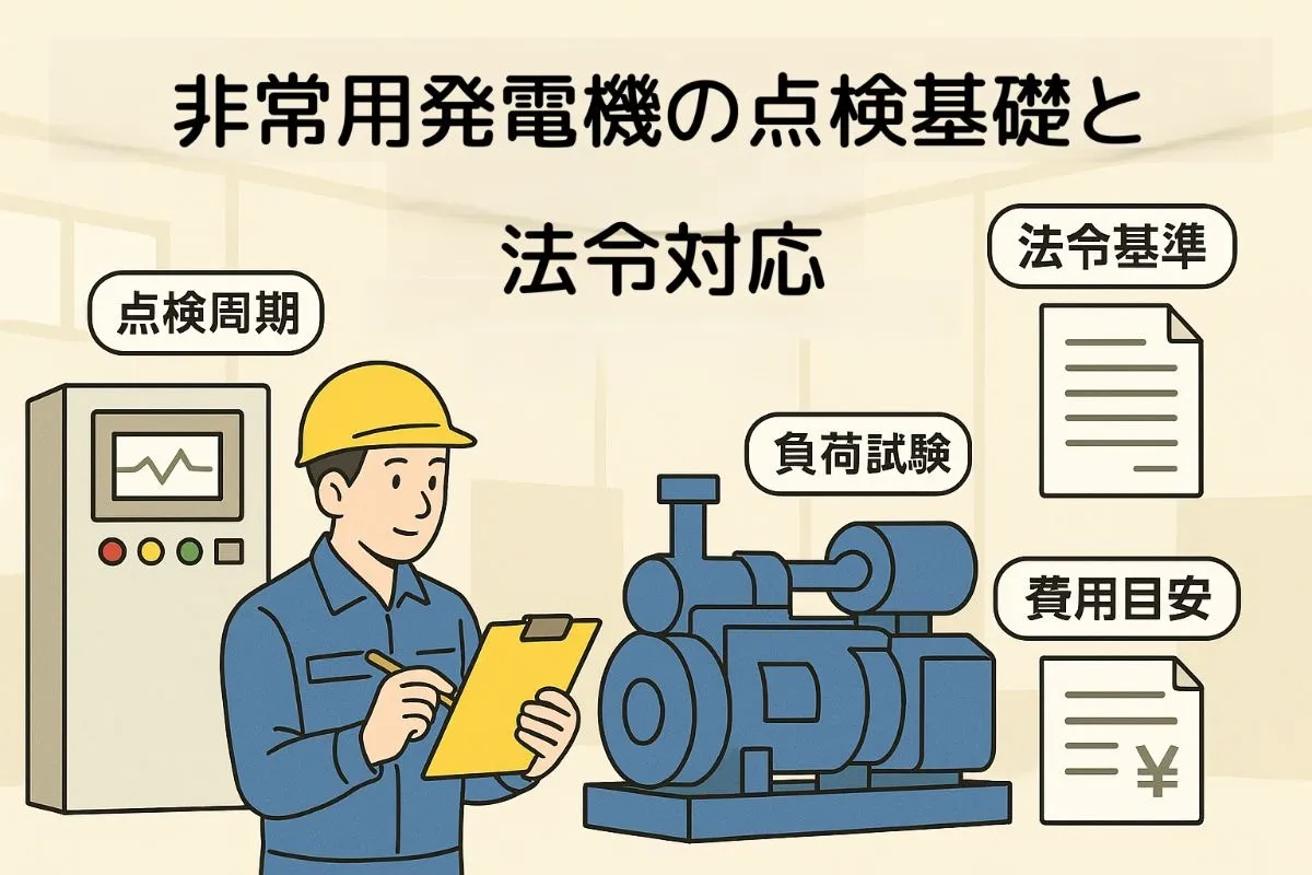非常用発電機の点検方法の基礎と最新法令対応ガイド｜負荷試験や点検周期・費用まで解説