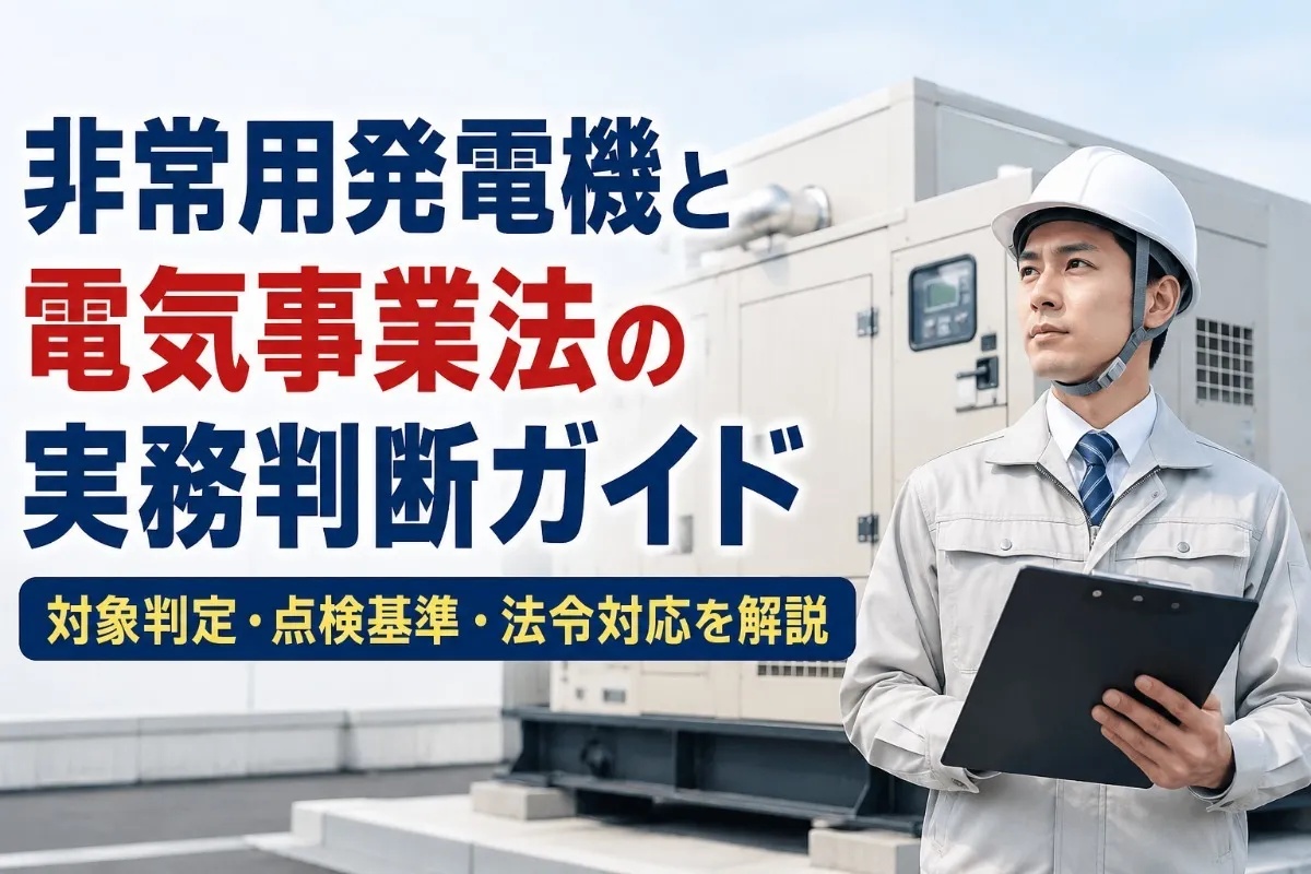 非常用発電機と電気事業法の実務判断ガイド|対象判定・点検基準・法令対応を解説